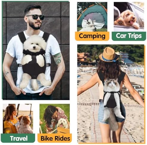 Pet Carrier Backpack, Hands-Free Adjustable Dog Front Carrier Legs Out & Easy-Fit Dog Backpack Carrier for Hiking Camping Traveling Cycling for Small Dogs and Rabbits (Large, Black)