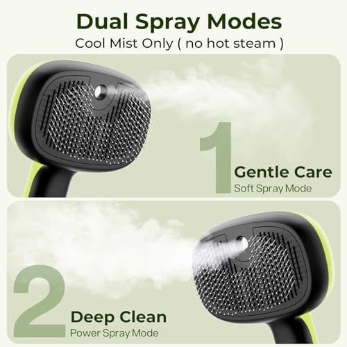 Pecute Self-Cleaning Steam Dog Cat Brush & Leave-in Conditioner, Cool Mist