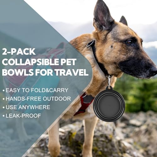 Collapsible Dog Bowl for Travel,2-Pack 12oz Pet Portable Water Food Bowls