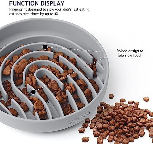 Coomazy Slow Feeder Dog Bowls, Silicone Anti Choking Puzzle Dog Food Bowl