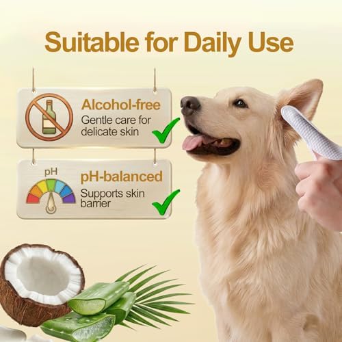 Plus Size Dog Ear Wipes for Dogs & Cats, Coconut Scent, 60 Count