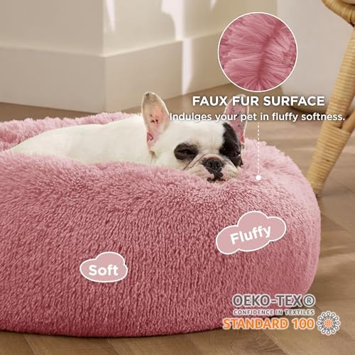 Bedsure Calming Small Dog Bed Donut Washable Cat＆Puppy Bed,23 inches