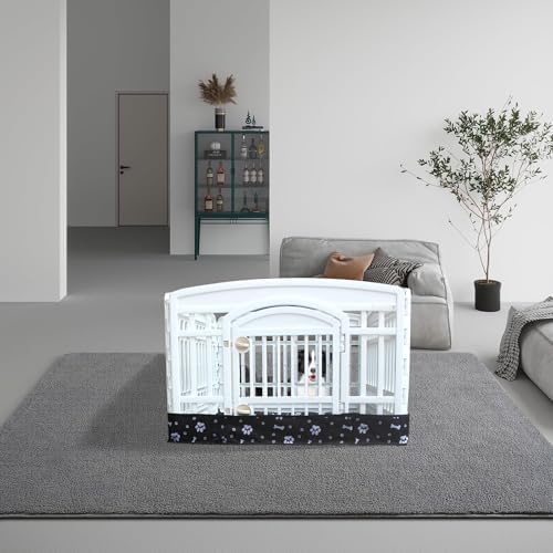 2 Pack Dog Playpen Bottom Pad Fits for 36 Inch 4 Panels Exercise Pet Playpen, Dog Crate Pad Puppy, Hoop and Loop Design (Note: Playpen Not Included). (Black)