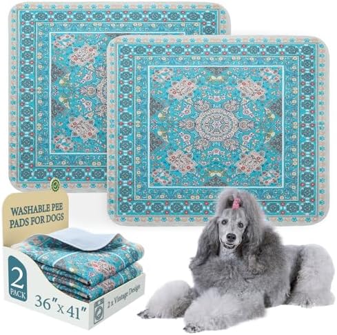 Homimp Washable Pee Pads for Dogs, 2 Pack Reusable Puppy Pads Waterproof, Absorbent and Leakproof Dog Pee Pads, Non Slip Puppy Training Pads, Pet Mat for Floor, Crate, Couch, Whelping,Blue 36"x41"