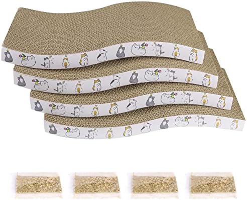 PatiencET Cat Scratcher Cardboard 4 Pack Cat Scratch Pad