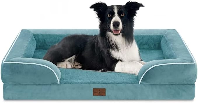 Comfort Expression Orthopedic Dog Beds for Large Sized Dog with Bolster | Waterproof Dog Couch Bed with Washable Cover & Non-Slip Bottom, Supportive Egg Crate Foam Large Pet Bed, 36x27 Inch