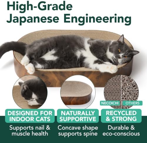 猫壱 Necoichi Cat Scratcher Bowl Capsule for Indoor Cats - Cat Scratching Lounger with Reversible Usability and Extra Comfort for Lounge, Cardboard Bed Couch(Dark Cherry)