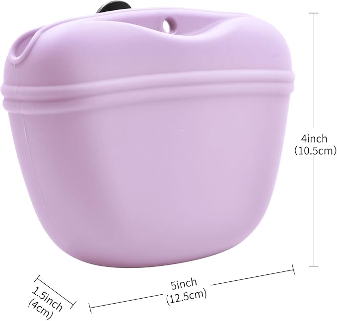 AUDWUD Silicone Dog Treat Pouch with Clicker Magnetic Closure Secure Clip | Upgraded clip keeps your treat pouch secure during training.Magnetic closure allows fast one hand access.Includes dog click
