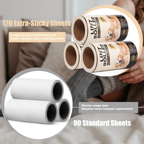 Extra Sticky Lint Roller Refills for Pet Hair Removal, 10 Rolls