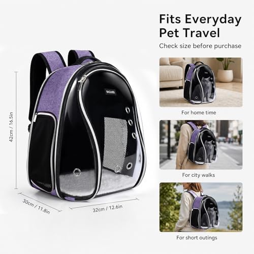 BAGLHER Cat Carrier Backpack Bubble - Fit Up to 18 Lbs - Airline-Approved Dog Backpack Carrier for Small Pets Puppies Dogs Bunny, Space Capsule Dog Carrier Backpack for Travel Outdoor Hiking, Purple