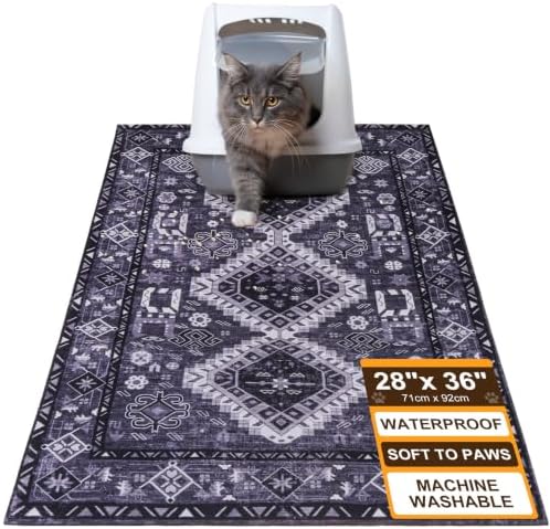 BEAUTYZOO Cat Litter Mat, 28" x 36" Large Litter Trapping Mat, Waterproof
