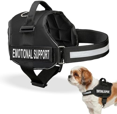 Industrial Puppy Emotional Support Vest Harness, Small 19.5-25 in, Black