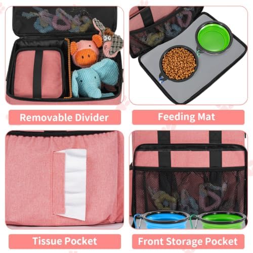 TORIBIO Large Dog Travel Bag for Supplies with Food Bowl