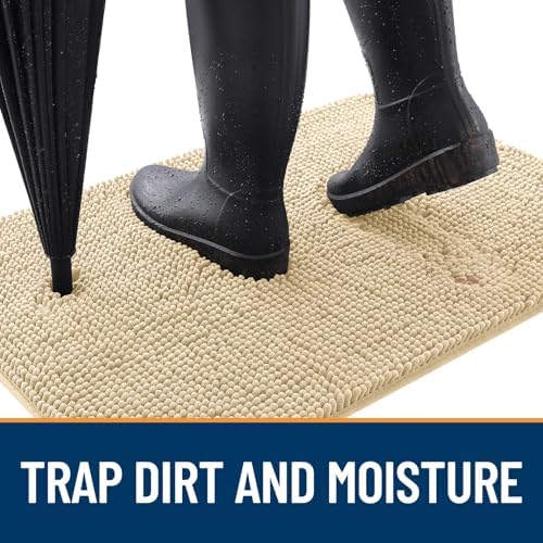 OLANLY Dog Door Mat for Muddy Paws 48x30, Super Absorbent Chenille Mud Mat