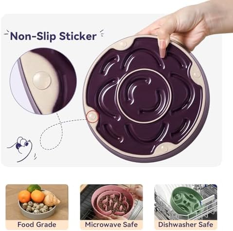 Ceramic Slow Feeder Dog Bowl, 1.8 Cups Anti -Slip Slow Feeding Bowl to Slow Down Eating, 8.2 Inch Dog Food Dish for Medium to Large Breeds, Pink