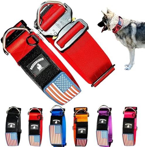 2" Wide Tactical Dog Collar Quick Release Metal Buckle D-Ring M-L-XL Dogs