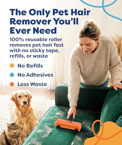 Triton Pet Hair Removal Tool w/Fur Trapping Compartment, Orange