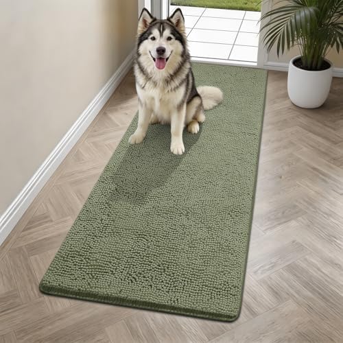 Bcoimo Super Absorbent Dog Door Mat, 60"*24" Anti Slip Mat for Muddy Paws