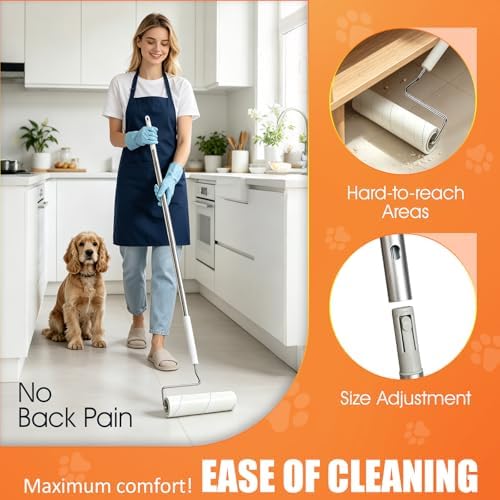 WulaWindy Long Handle Lint Roller for Pet Hair, 450 Sheets, 5 Rolls