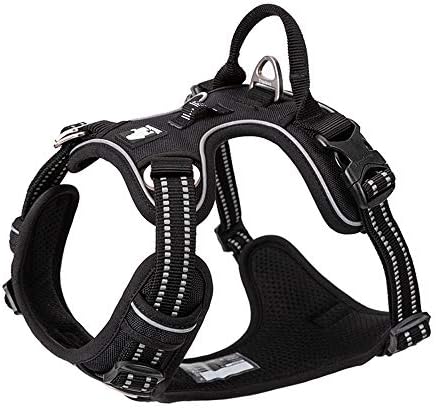 TRUE LOVE Dog Harness No Pull Nylon Reflective Pet Harness Adjustable Comfortable Control Step-in Brilliant Colors Truelove TLH56512 Black