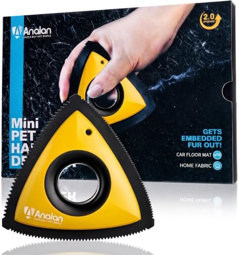Analan Mini Pet Hair Remover for Car Detailing Dog Hair Tool Brush (Yellow)
