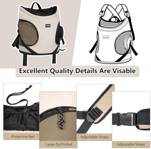NATUYA Dog Front Carrier, Pet Carrier Front-Pack, Cream Color