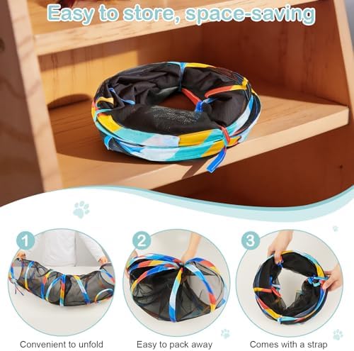 Glittme 48" Mesh Cat Tunnel, Breathable Pet Play Tube for Cats and Rabbits
