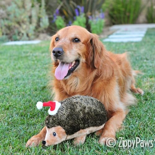 Zippy Paws - Holiday Hedgehog Plush Squeaky Dog Toy, Christmas Pet Gift - X-Large