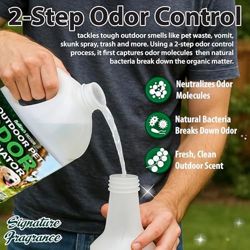 Nature's Freedom Outdoor Pet Odor Eliminator – Gallon Enzyme Cleaner with Pump Sprayer for Yard, Turf, Patios, Kennels, Concrete