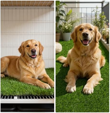 HEBE Fake Grass Turf Rug 32''x48'', Dog Grass Pee Pad for Potty Training