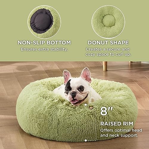 Bedsure Calming Small Dog Bed Donut Washable Cat＆Puppy Bed,23 inches Green