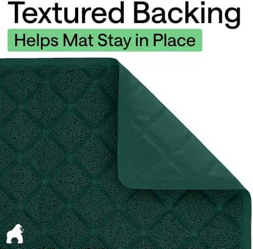 GORILLA GRIP Cat Litter Box Mat, Coiled Mesh Trapping Mats, 35x23 Green
