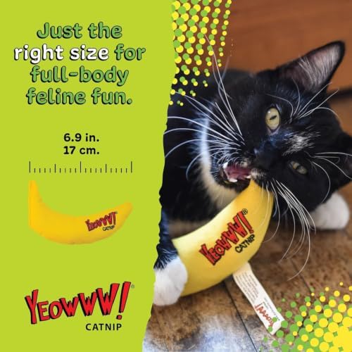 Yeowww! 100% Organic Catnip Toy, Yellow Banana 3 Pack