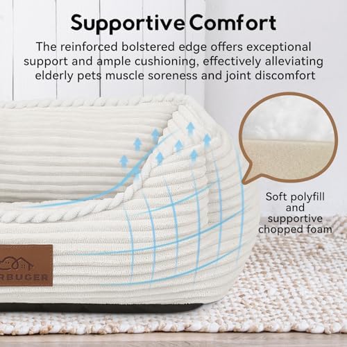 Zerbuger 25in Cream Rectangle Cat Dog Bed Machine Washable Sleeping Sofa
