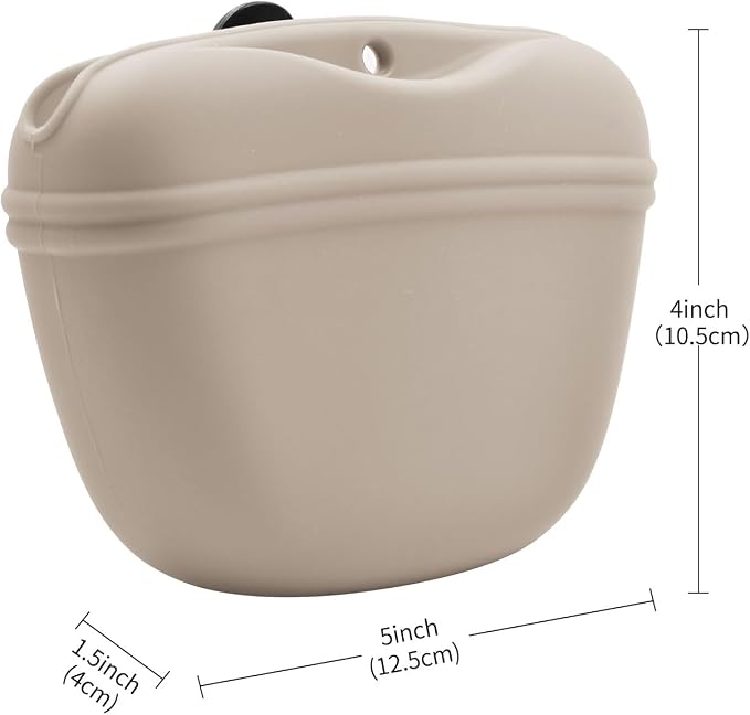 AUDWUD Silicone Dog Treat Pouch with Clicker Magnetic Closure Secure Clip | Upgraded clip keeps your treat pouch secure during training.Magnetic closure allows fast one hand access.Includes dog click