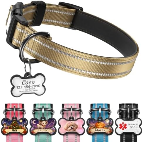 Personalized Dog Collar and Dog Tag Set,Comfortable for Small Medium Dogs