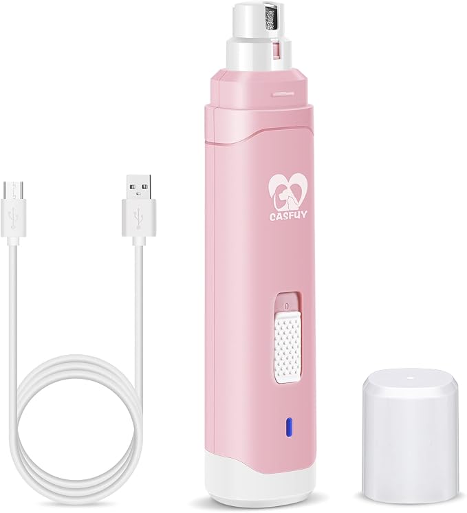 Casfuy Dog Nail Grinder Upgraded - Professional 2-Speed Whisper-Quiet Electric Pet Nail Trimmer Painless Paws Grooming & Smoothing for Small Medium Large Dogs & Cats