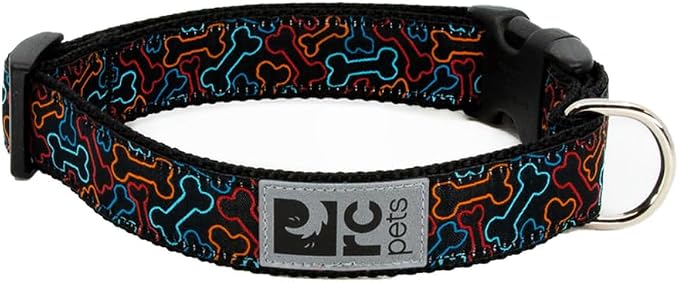 RC Pets 1 Inch Adjustable Dog Clip Collar, Large, Bones