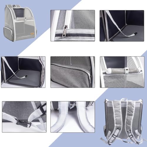 Cat Dog Backpack 12.6"×11.4"×16.5" Large Breathable Pet Bag Carrier