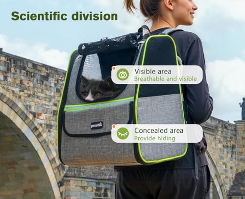 Pecute Cat Backpack Carrier, Small Dog Backpack Carrier, Pet Backpack Carrier for Cats Dogs Puppy Kitten, Cat Carrier Bag Carrying for Travel Hiking Bike Riding Walking Outdoor