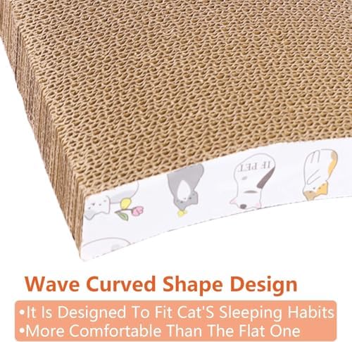 PatiencET Cardboard Cat Scratcher Pads, 6-Pack (3 Flat Double-Sided, 3 Wavy), Catnip Included, for Small and Medium Indoor Cats