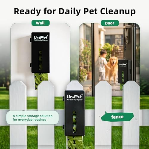 URSPET Dog Poop Bag Dispenser with 4 Rolls, Wall Mount Pet Waste Holder