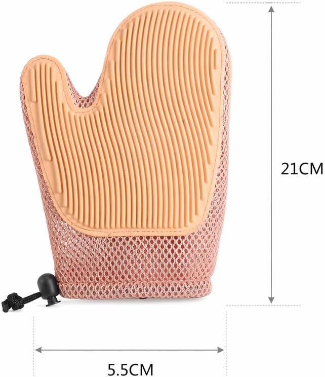Pet Hair Remover Glove for Dogs & Cats, 2-in-1 Pet Glove Brush Pink | Anti-Bite Mesh Design, Adjustable Wrist Strap, for Bathing & Grooming, Reusable Washable for Long/Short/Curly Hair Pets