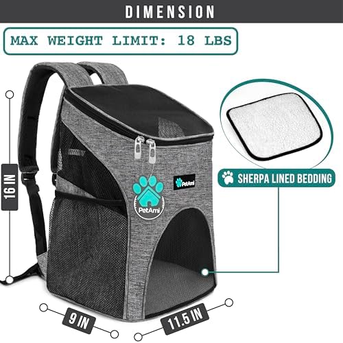 PetAmi Cat Backpack Carrier for Small Dogs and Large Cats, Airline Approved