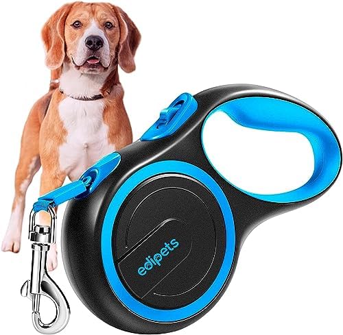 Extendable Retractable Dog Leash, 3, 5 and 8 Metres, Flexible Tape for Training and Walking, Safe and with Brake, Design and Comfortable Grip (Blue, 5 Metres <50 kg)