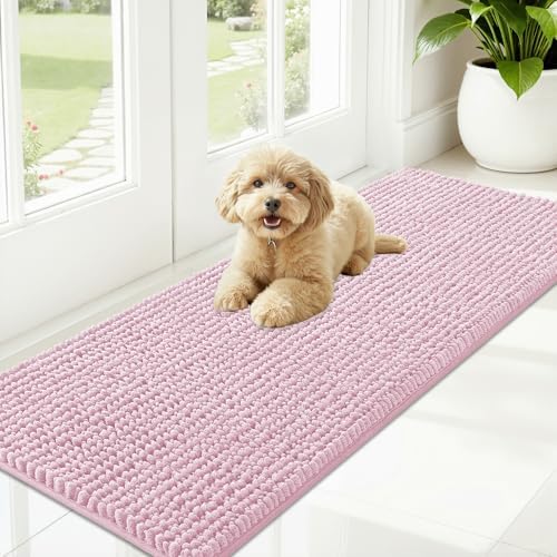 OLANLY Dog Door Mat for Muddy Paws 59x20, Extra Absorbent Chenille Mud Mat