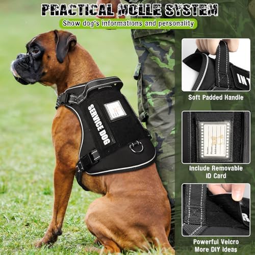 Tactical Dog Harness and Leash Set with 10 Patches for Large Dogs