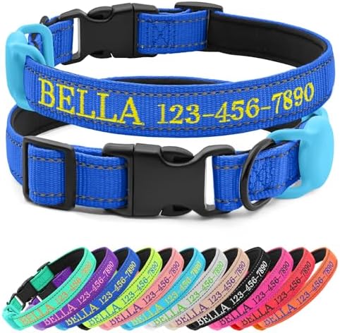 Personalized Nylon Dog Collar with Embroidered Name, Dark Blue