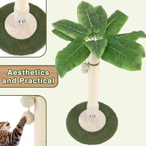 Woochpet Cat Scratching Post for Indoor Cats,36" Tall Cat Scratcher （White）