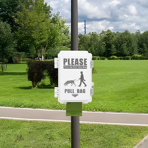 Dog Poop Bag Dispenser, Waterproof Outdoor Dog Bag Dispenser Holds Up to 8 Rolls of Waste bags, Outdoor Wall, Stake, Pole, Fence Mounted (dispenser+8rolls+lock)